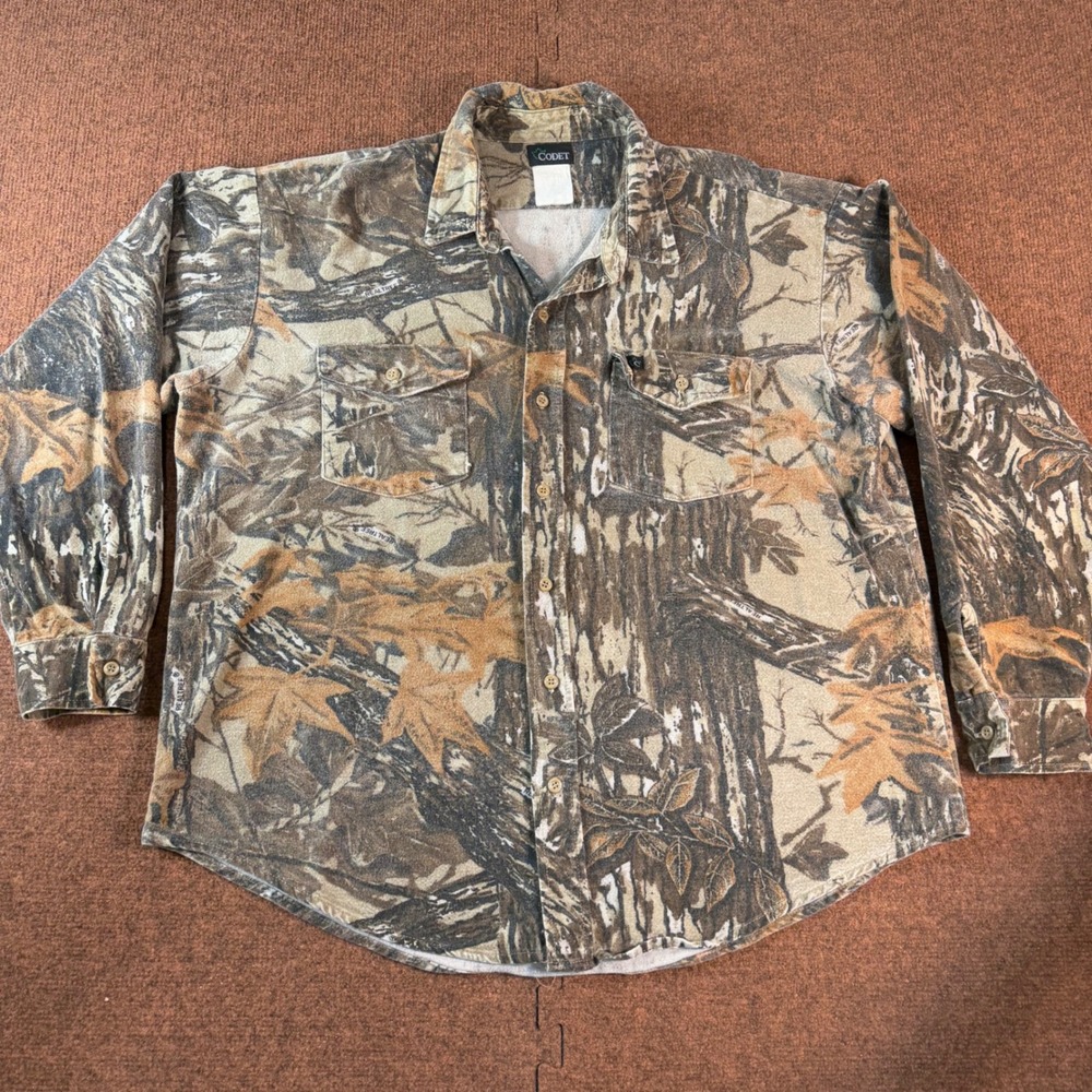 Codet Mens Realtree Camo Flannel Button Down Shirt Hunting Camouflage Large A-